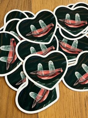 *B1G1 Heart-Shaped Ghosts in Boat Sticker | Waterproof